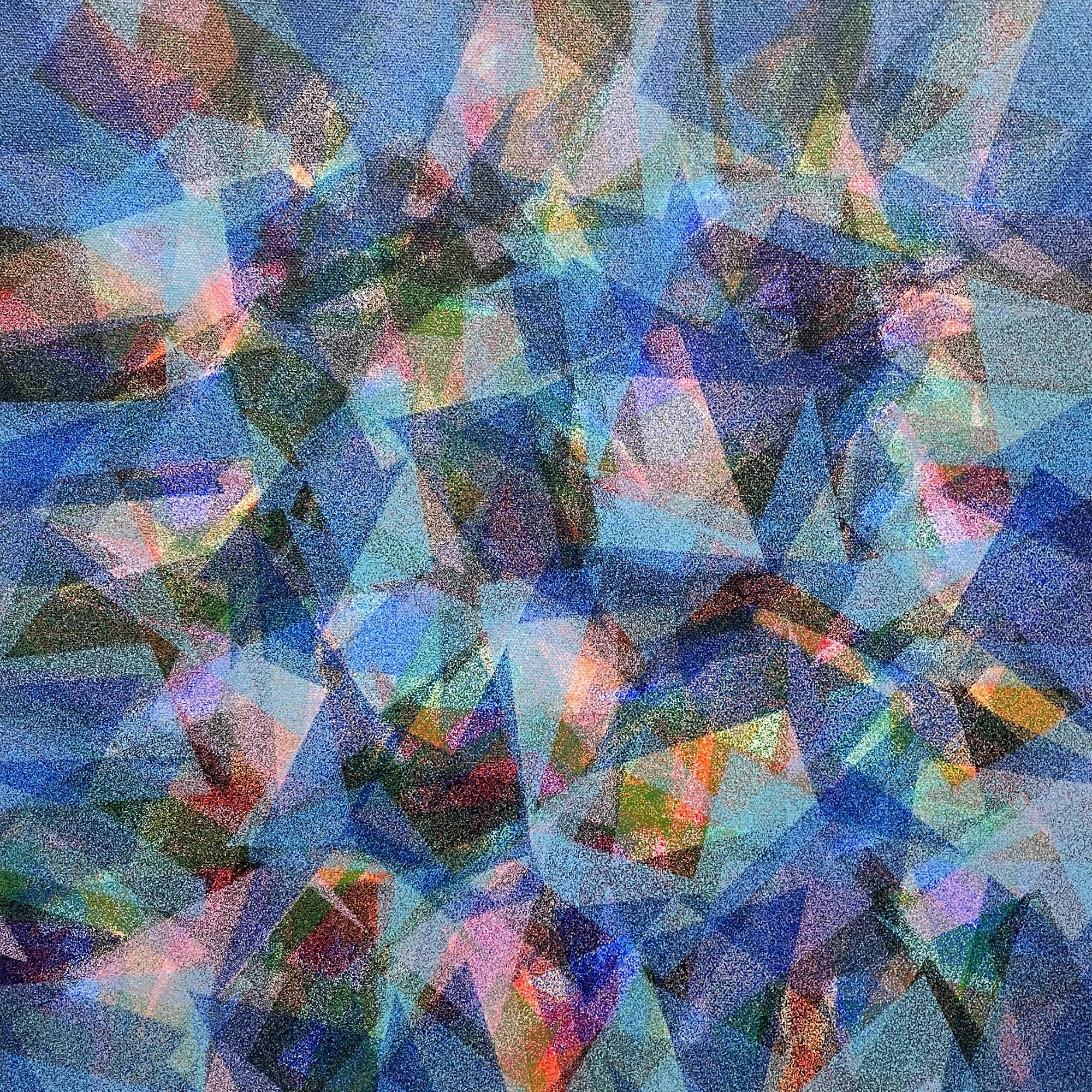Crystal of Consciousness — composition géométrique bleue de Chien-Li Chen